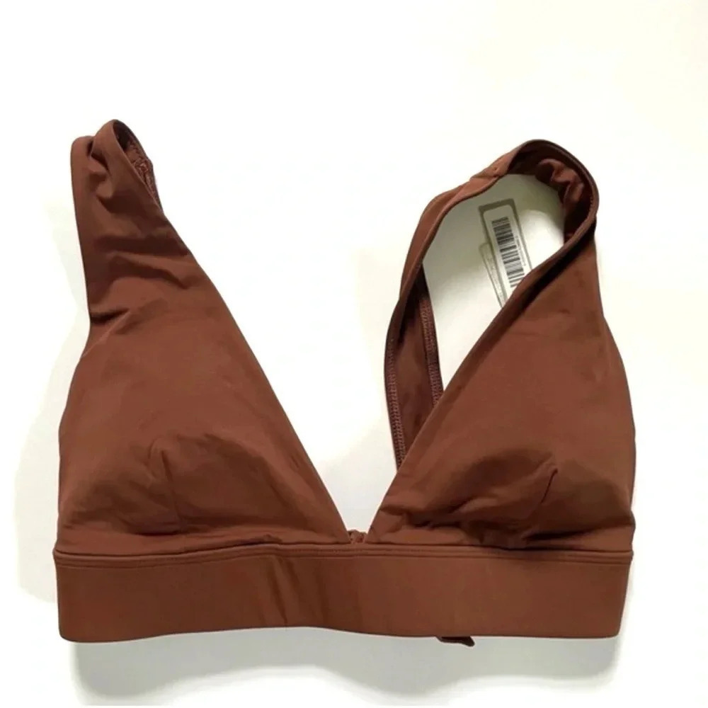 New Everlane Triangle Bikini Top Swimwear Brown - Picture 2 of 5